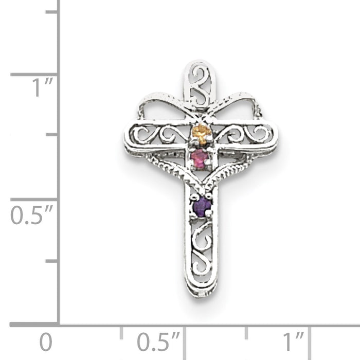 Million Charms 14K White Gold Themed Genuine Mother'S Relgious Cross Pendant