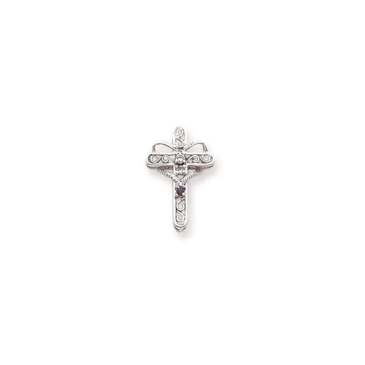 Dije de cruz religiosa de nácar genuino con temática de Million Charms en oro blanco de 14K