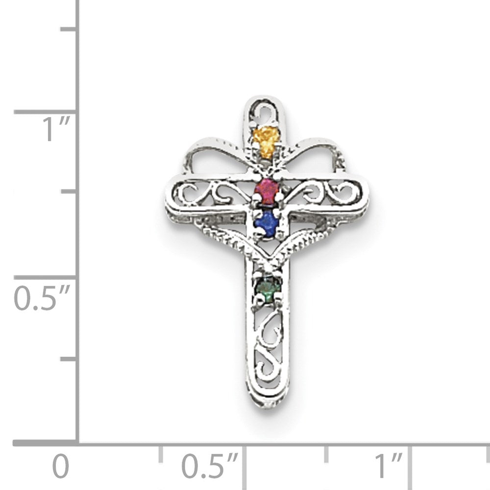 Million Charms 14K White Gold Themed Genuine Mother'S Relgious Cross Pendant