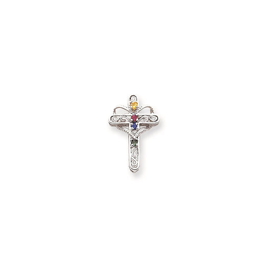 Colgante de cruz religiosa de nácar genuino con temática de oro blanco de 14 quilates de Million Charms