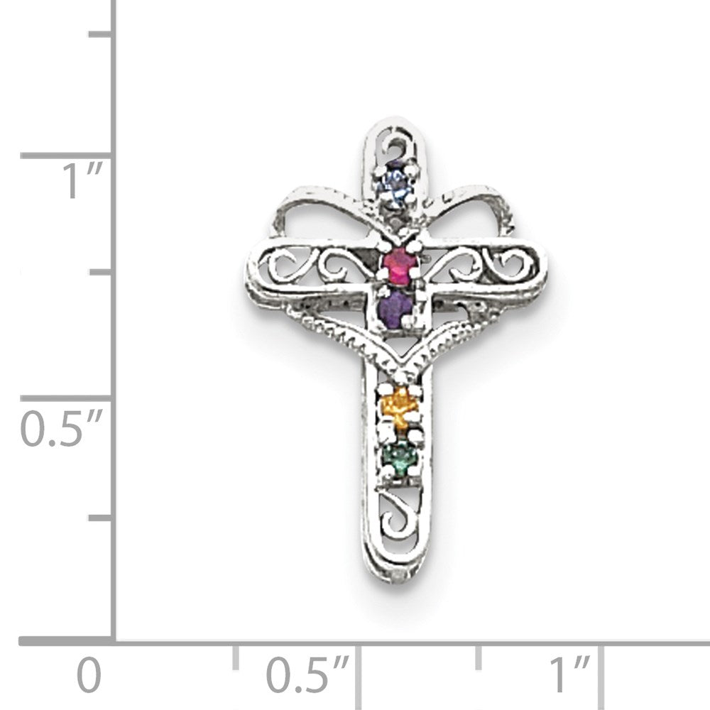 Million Charms 14K White Gold Themed Genuine Mother'S Relgious Cross Pendant