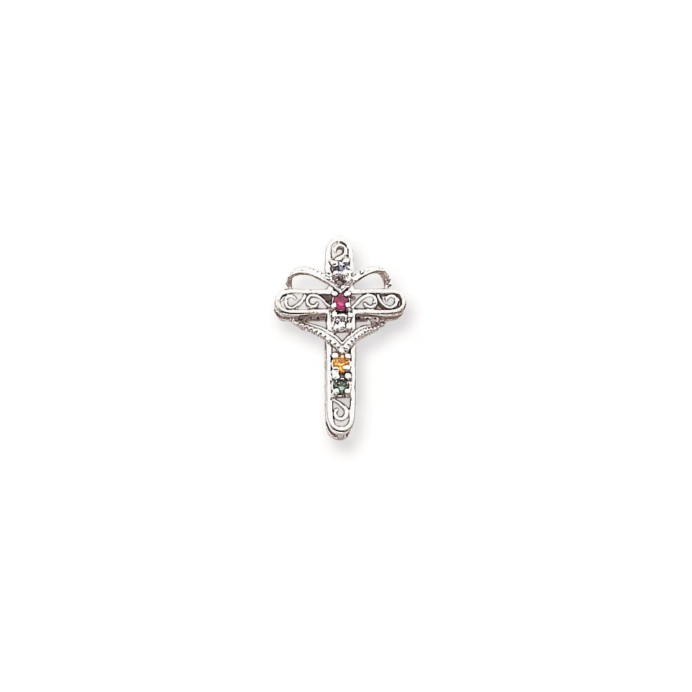 Million Charms 14K White Gold Themed Genuine Mother'S Relgious Cross Pendant