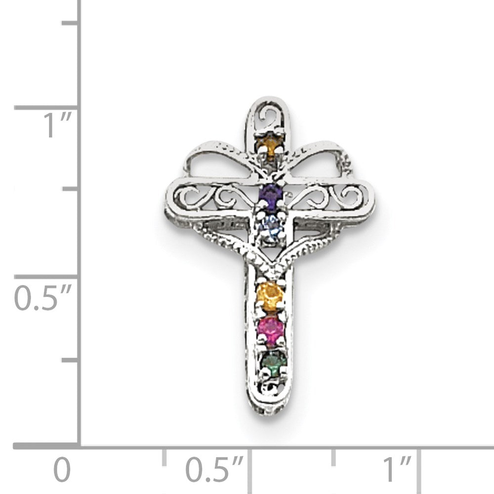Million Charms 14K White Gold Themed Genuine Mother'S Relgious Cross Pendant