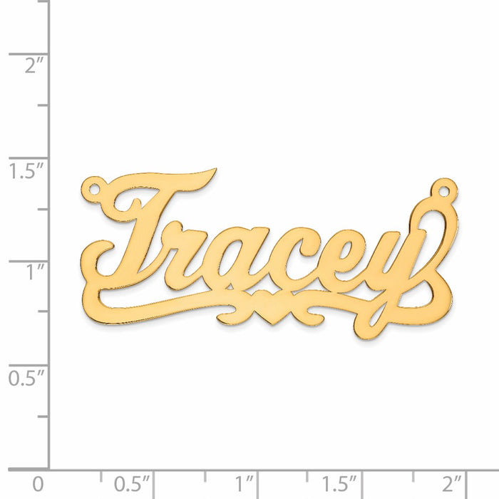 Million Charms 14K Yellow Gold Themed .013 Gauge Polished Name Plate With Heart Pendant