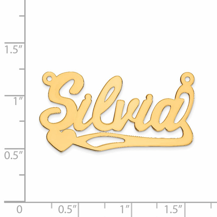 Million Charms 10K Yellow Gold Themed .013 Gauge Polished Name Plate With Heart Pendant