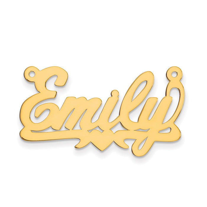 Million Charms 10K Yellow Gold Themed .013 Gauge Polished Name Plate With Heart Pendant