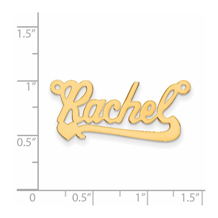Million Charms 14K Yellow Gold Themed .013 Gauge Polished Name Plate With Heart Pendant