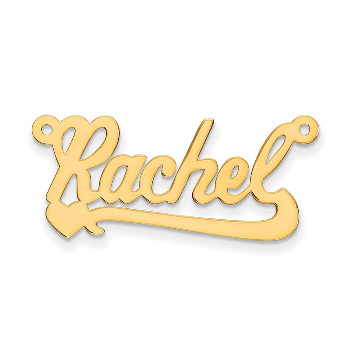 Million Charms 14K Yellow Gold Themed .013 Gauge Polished Name Plate With Heart Pendant