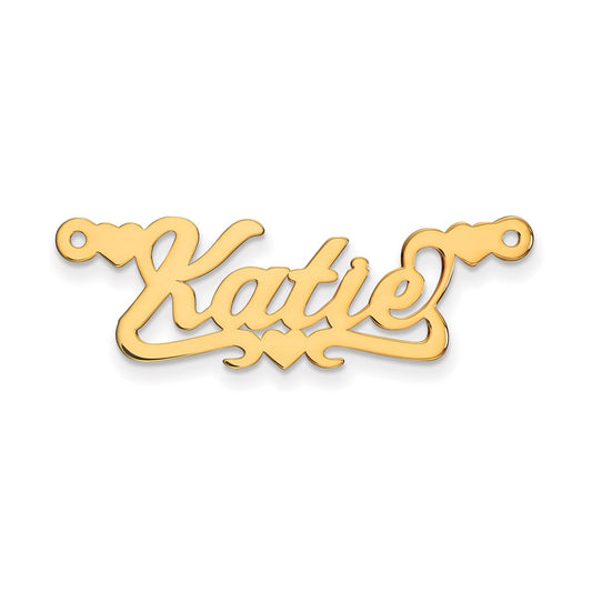 Million Charms 10K Yellow Gold Themed .013 Gauge Polished Name Plate With Heart Pendant