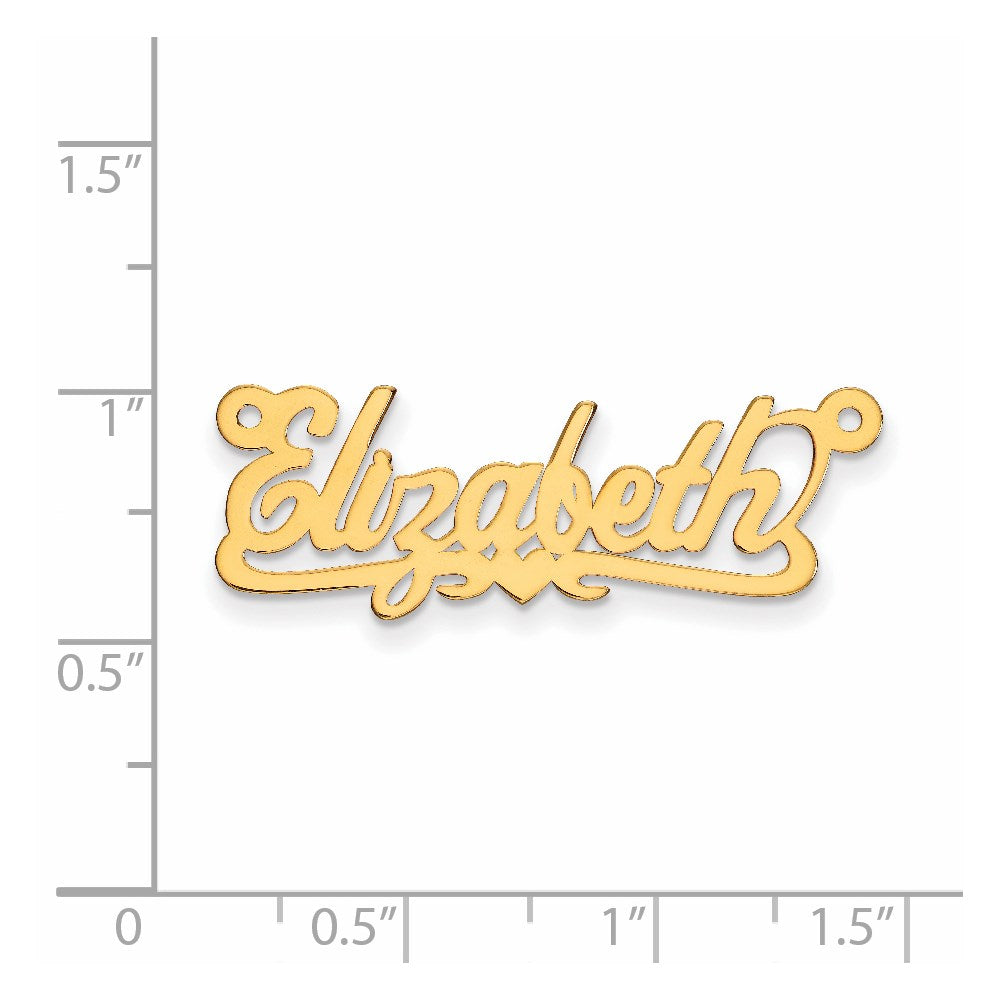 Million Charms 14K Yellow Gold Themed .013 Gauge Polished Name Plate With Heart Pendant