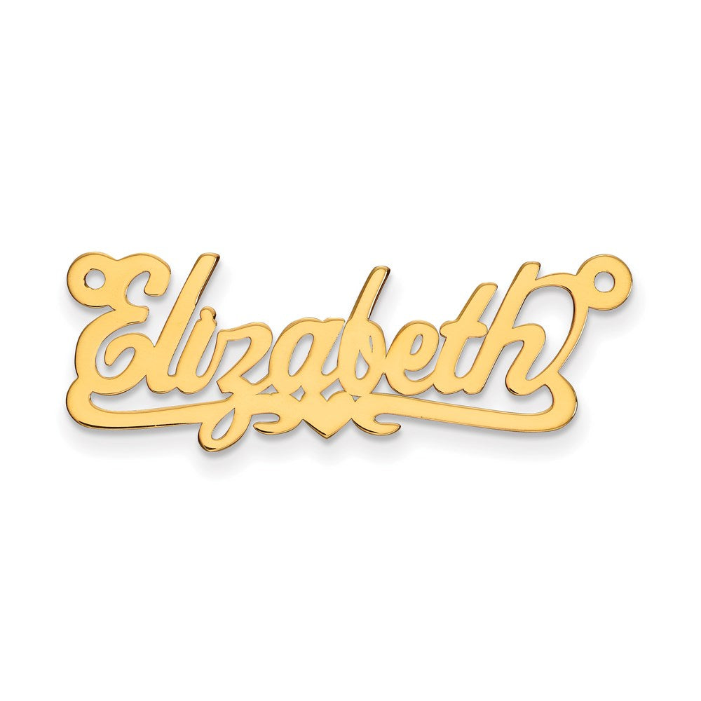 Million Charms 14K Yellow Gold Themed .013 Gauge Polished Name Plate With Heart Pendant