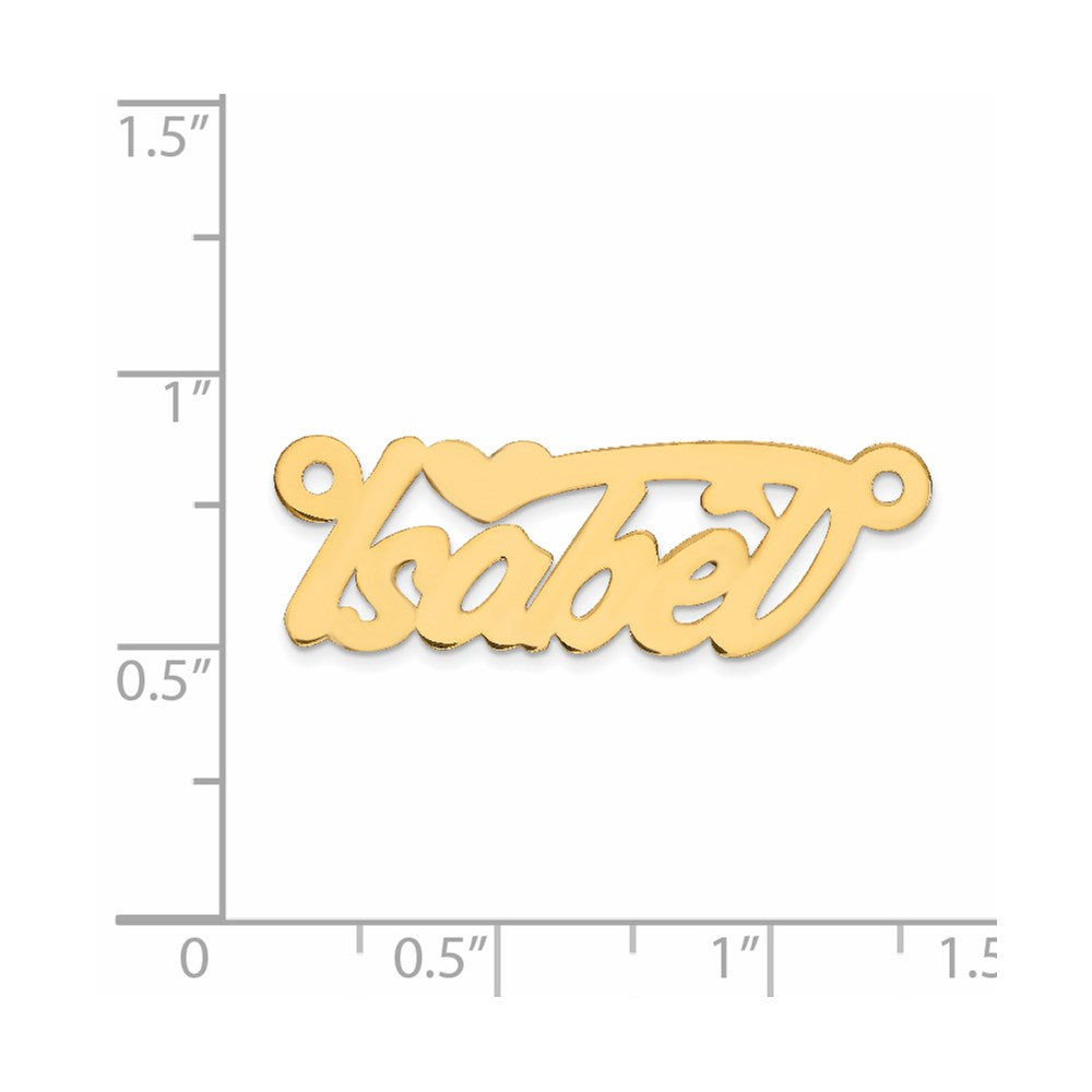 Million Charms 14K Yellow Gold Themed .013 Gauge Polished Name Plate With Heart Pendant