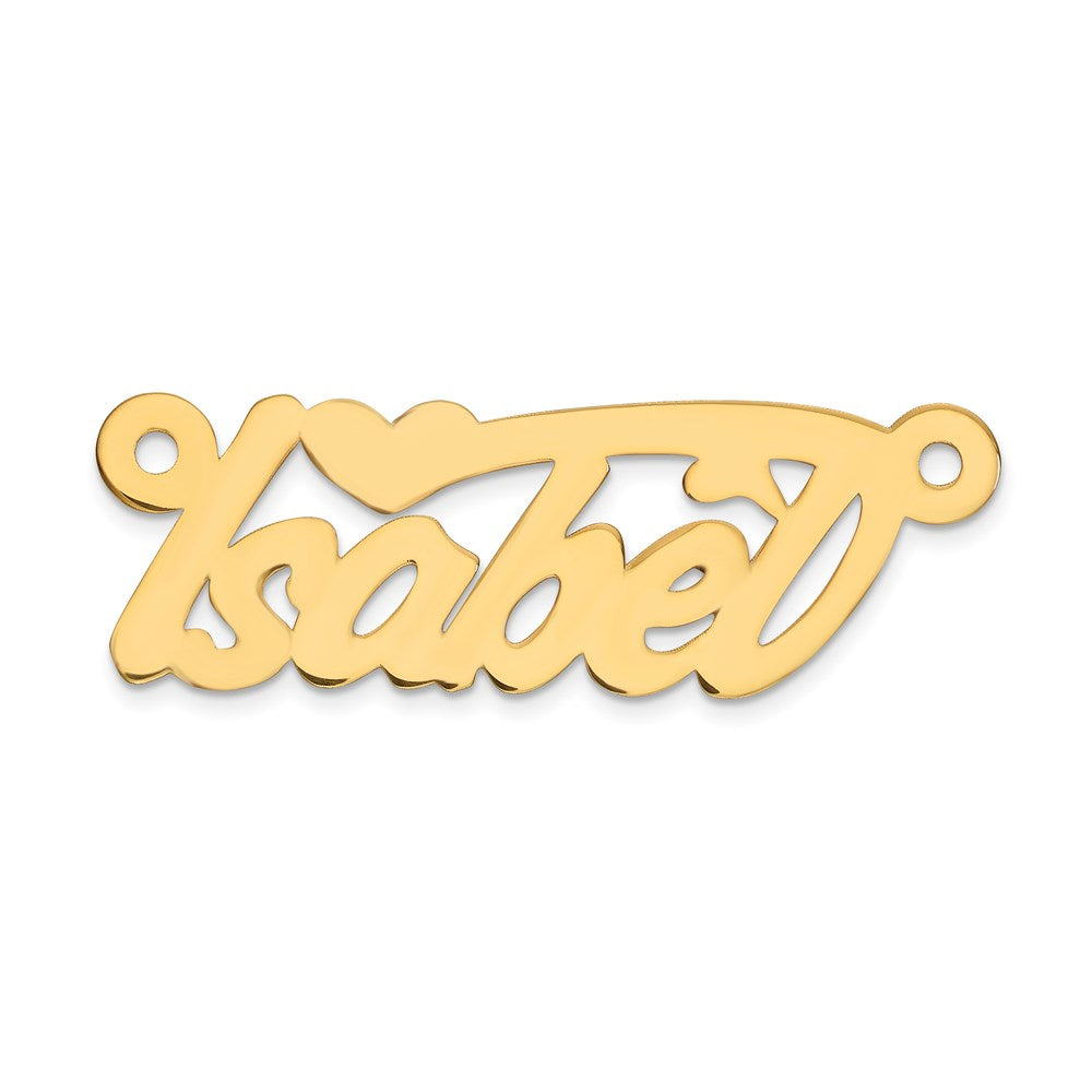 Million Charms 14K Yellow Gold Themed .013 Gauge Polished Name Plate With Heart Pendant