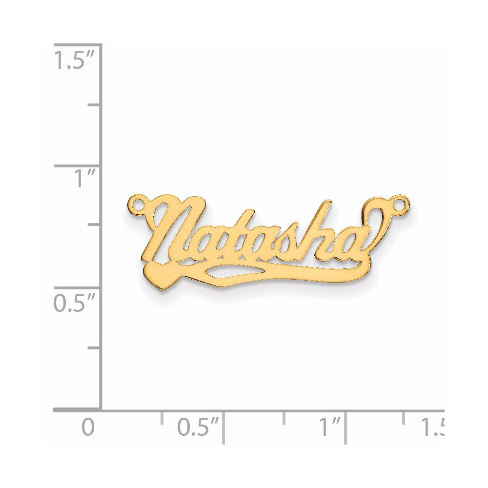 Million Charms 14K Yellow Gold Themed .013 Gauge Polished Name Plate With Heart Pendant