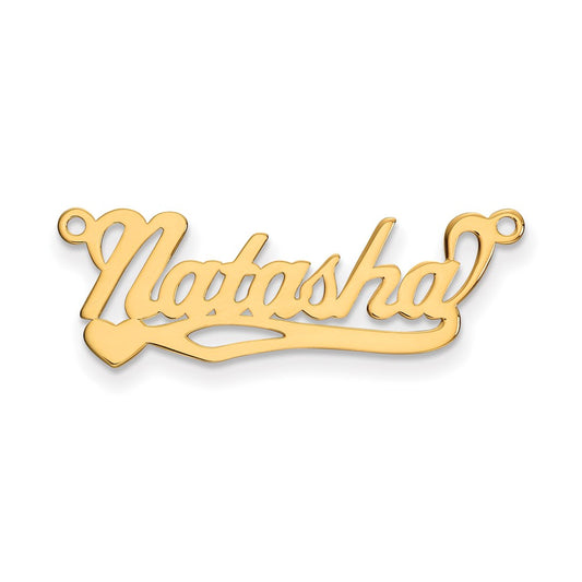 Million Charms 14K Yellow Gold Themed .013 Gauge Polished Name Plate With Heart Pendant