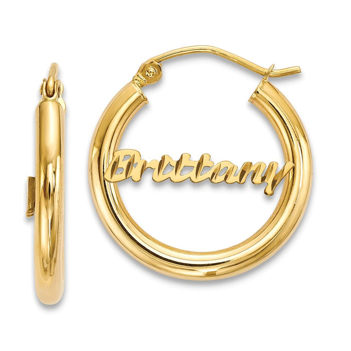 Million Charms 10k Yellow Gold Polished Tube Earrings Diamond-cut, 21mm x 20mm