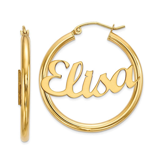 Million Charms 14k Yellow Gold Polished Tube Earrings, 30mm x 29mm
