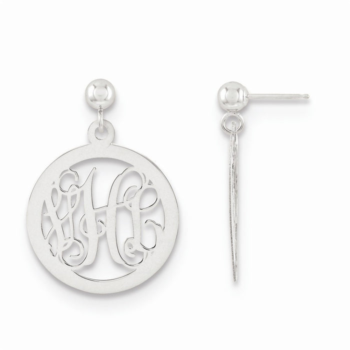 Stella Silver 925 Sterling Silver Rhodium-plated Monogram Earring, 23mm x 16mm