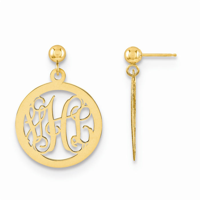 Million Charms 14k Yellow Gold Monogram Earring, 23mm x 16mm