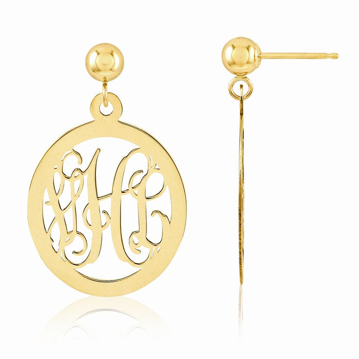 Gold-Plated Silver Monogram Earring, 25mm x 15mm