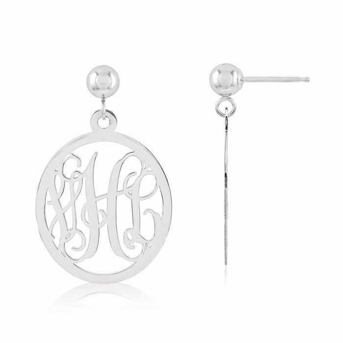 Million Charms 14k White Gold Monogram Earring, 25mm x 15mm