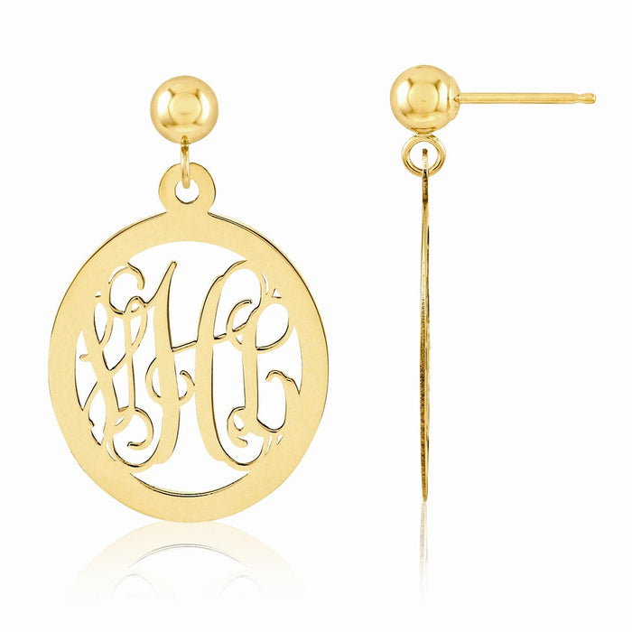 Million Charms 14k Yellow Gold Monogram Earring, 25mm x 15mm