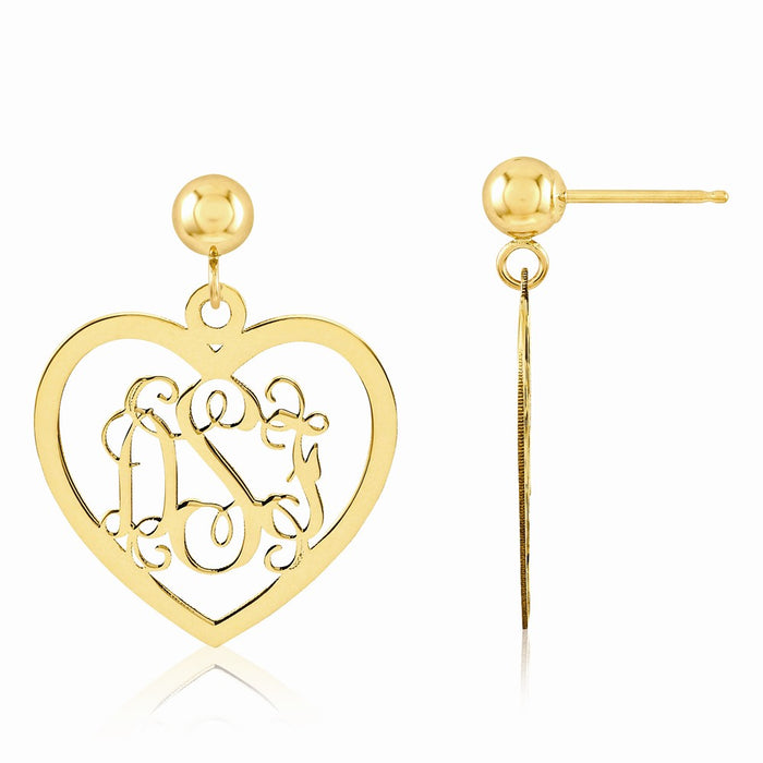 Gold-Plated Silver Monogram Earring, 22mm x 17mm