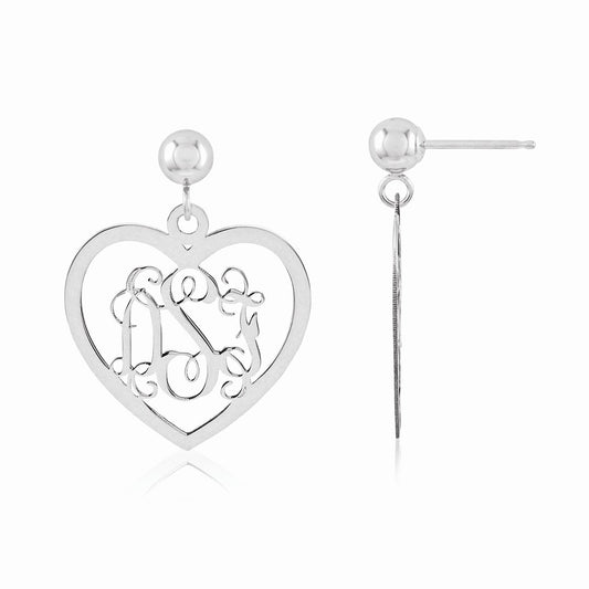 Million Charms 14k White Gold Monogram Earring, 22mm x 17mm