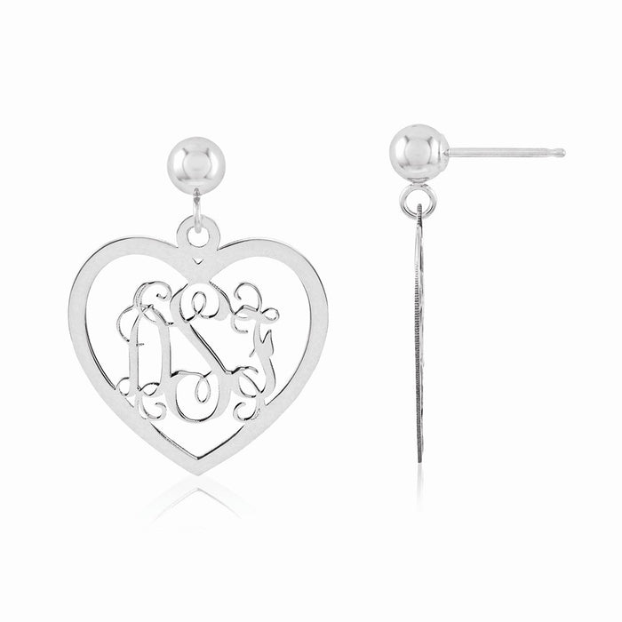 Million Charms 14k White Gold Monogram Earring, 22mm x 17mm