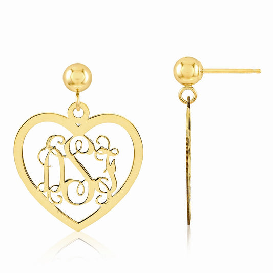 Million Charms 14k Yellow Gold Monogram Earring, 22mm x 17mm