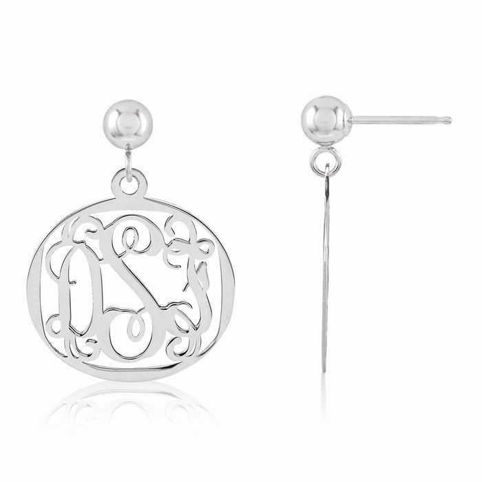 Stella Silver 925 Sterling Silver Rhodium-plated Monogram Earring, 21mm x 16mm