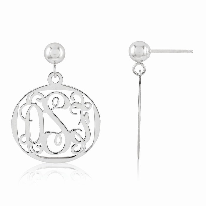 Million Charms 14k White Gold Monogram Earring, 21mm x 16mm