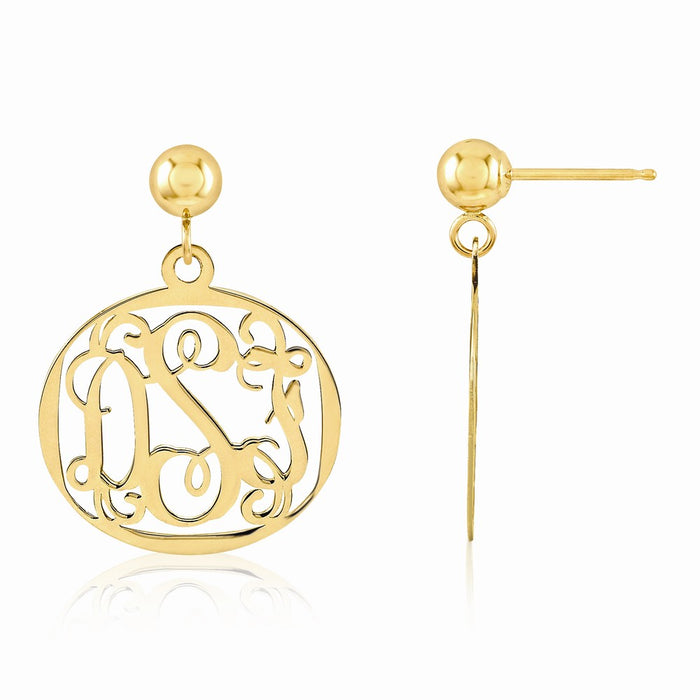 Million Charms 14k Yellow Gold Monogram Earring, 21mm x 16mm