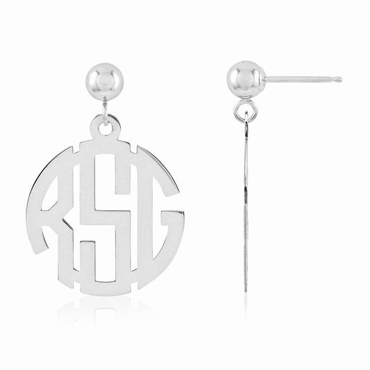 Million Charms 14k White Gold Monogram Earring, 23mm x 11mm