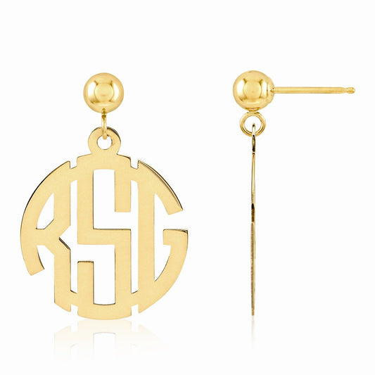 Million Charms 14k Yellow Gold Monogram Earring, 23mm x 11mm