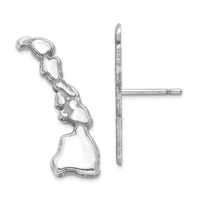 Stella Silver 925 Sterling Silver Rhodium-plated HI Large State Earrings,