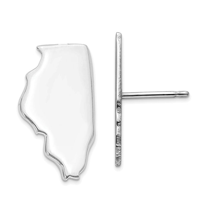 Stella Silver 925 Sterling Silver Rhodium-plated IL Large State Earrings,