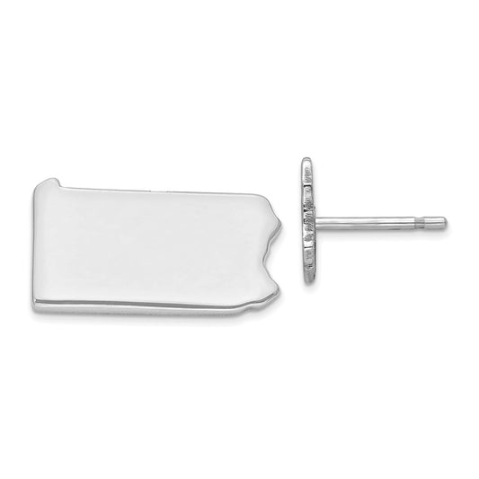 Stella Silver 925 Sterling Silver Rhodium-plated PA Large State Earrings,
