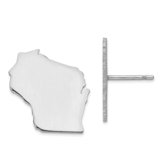 Stella Silver 925 Sterling Silver Rhodium-plated WI Large State Earrings,