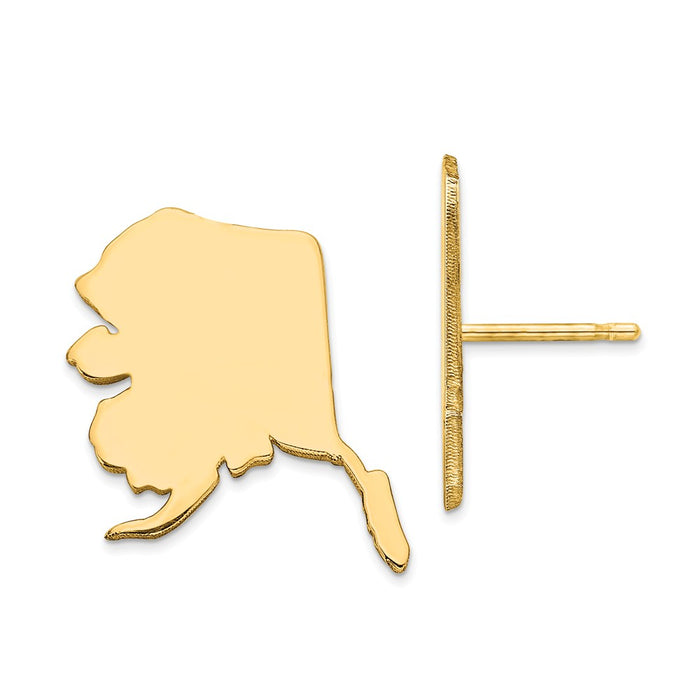 Gold-Plated Silver AK Large State Earrings,