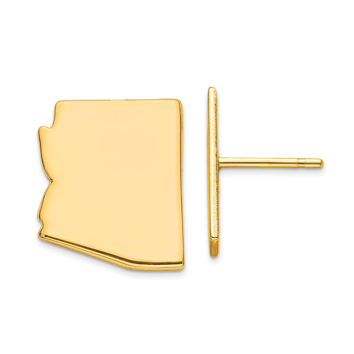 Gold-Plated Silver AZ Large State Earrings,