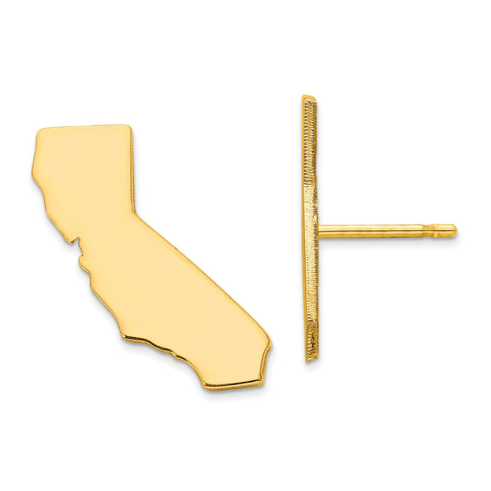 Gold-Plated Silver CA Large State Earrings,