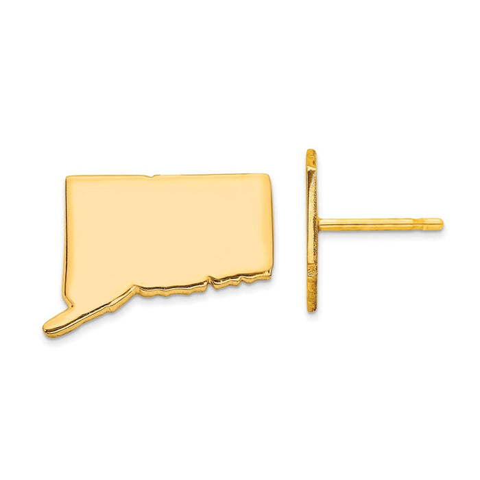 Gold-Plated Silver CT Large State Earrings,