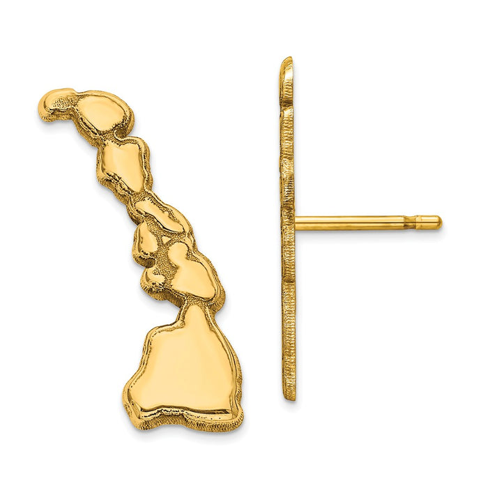 Gold-Plated Silver HI Large State Earrings,