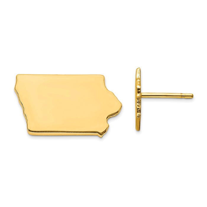 Gold-Plated Silver IA Large State Earrings,