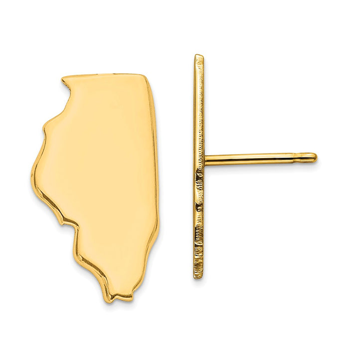 Gold-Plated Silver IL Large State Earrings,