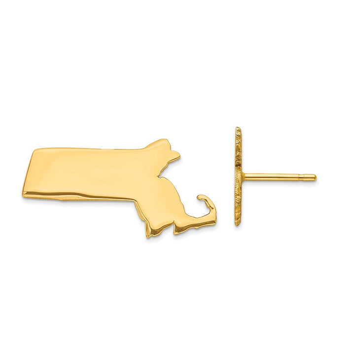 Gold-Plated Silver MA Large State Earrings,