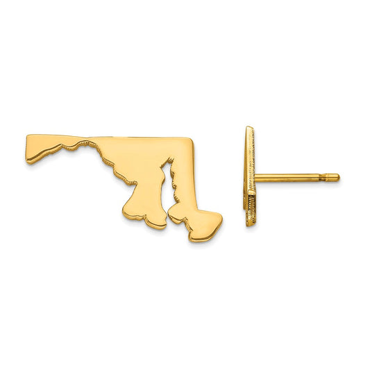 Gold-Plated Silver MD Large State Earrings,