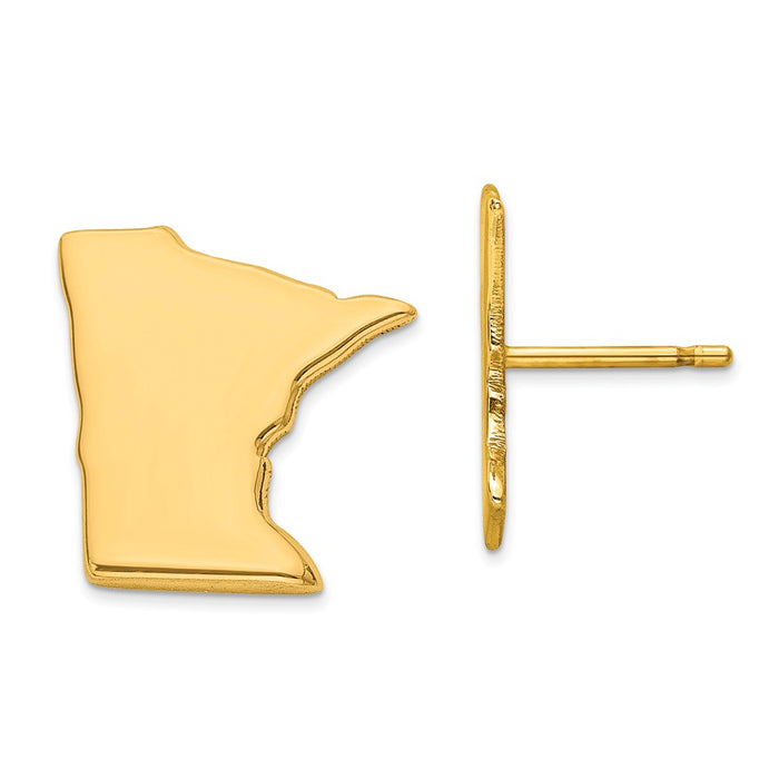 Gold-Plated Silver MN Large State Earrings,