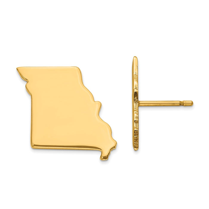 Gold-Plated Silver MO Large State Earrings,